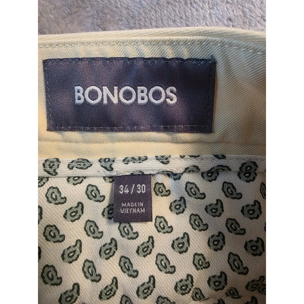 Bonobos Men's Chino Pants 34x30 Yellow Slim Fit Flat Front Casual